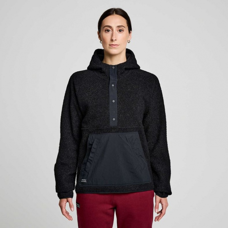 Saucony Recovery Sherpa Pullover Women\'s Hoodie Black | NEW ZEALAND XOFYQ