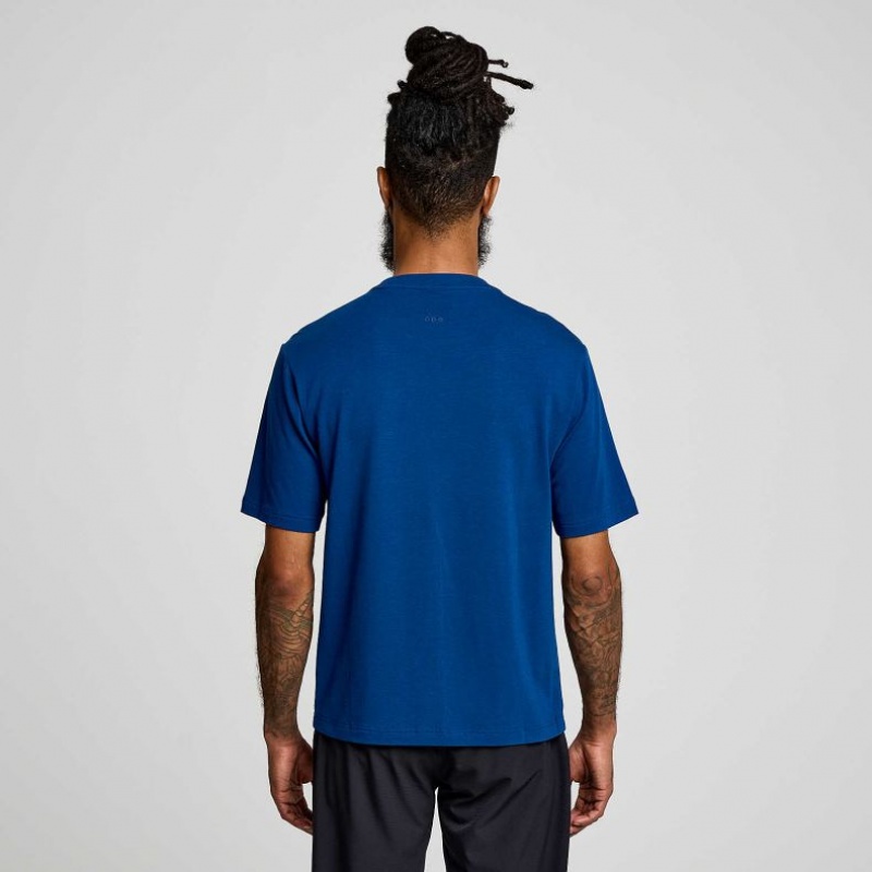 Saucony Recovery Short Sleeve Men's T-Shirt Indigo | NZ HMTKX