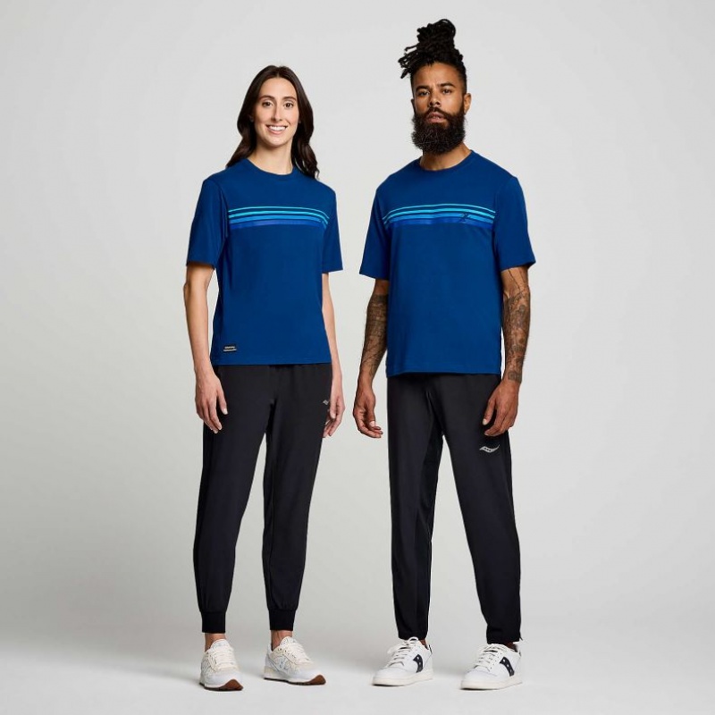 Saucony Recovery Short Sleeve Men's T-Shirt Indigo | NZ HMTKX