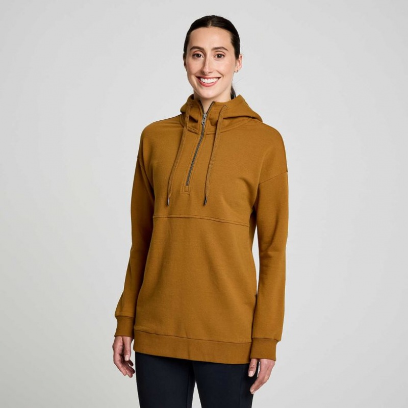 Saucony Recovery Zip Tunic Women\'s Hoodie Brown | NZ ULMDY