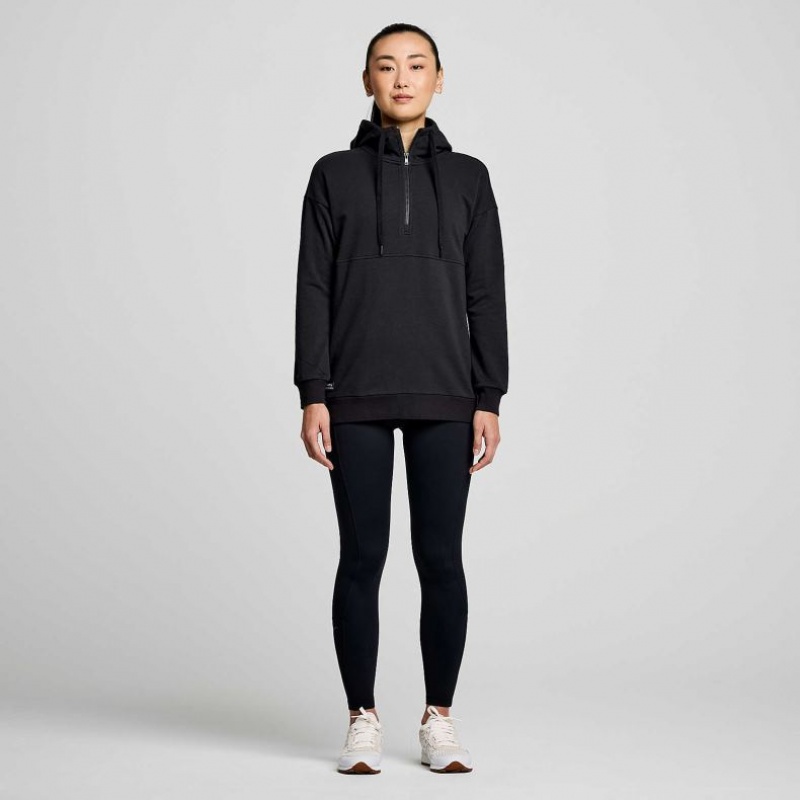 Saucony Recovery Zip Tunic Women's Hoodie Black | NEW ZEALAND GRFEA