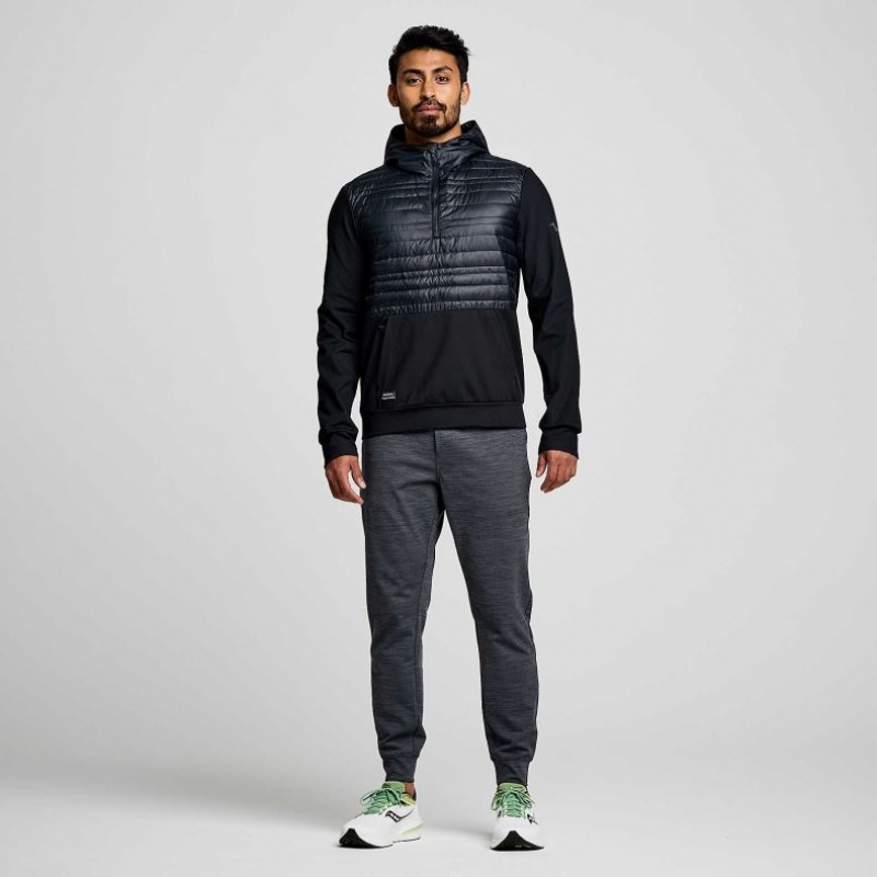 Saucony Solstice Oysterpuff Men's Hoodie Black | NEW ZEALAND PVOUN