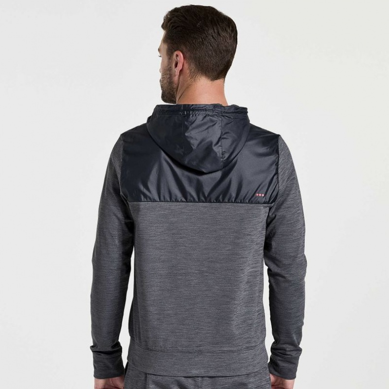 Saucony Solstice Zip Men's Hoodie Black | NEW ZEALAND HGMJP