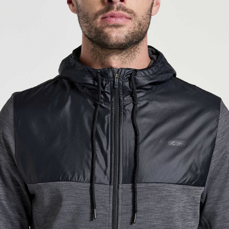 Saucony Solstice Zip Men's Hoodie Black | NEW ZEALAND HGMJP