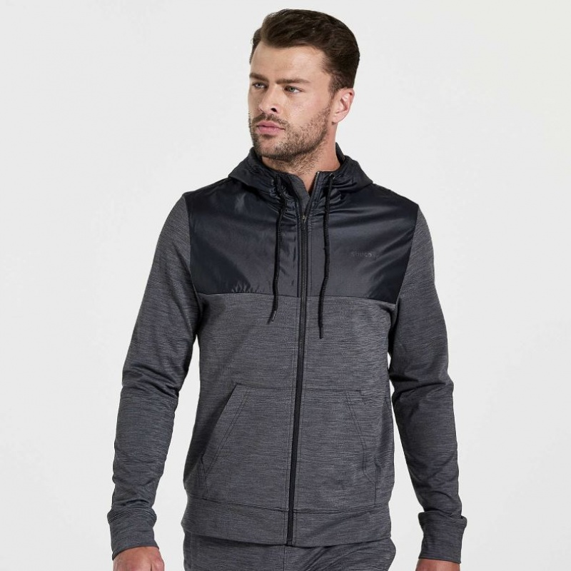 Saucony Solstice Zip Men\'s Hoodie Black | NEW ZEALAND HGMJP