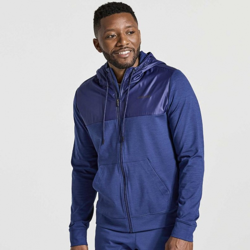 Saucony Solstice Zip Men\'s Hoodie Navy | NZ EYWLG