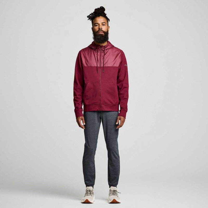 Saucony Solstice Zip Men's Hoodie Red | NEW ZEALAND EJYZB