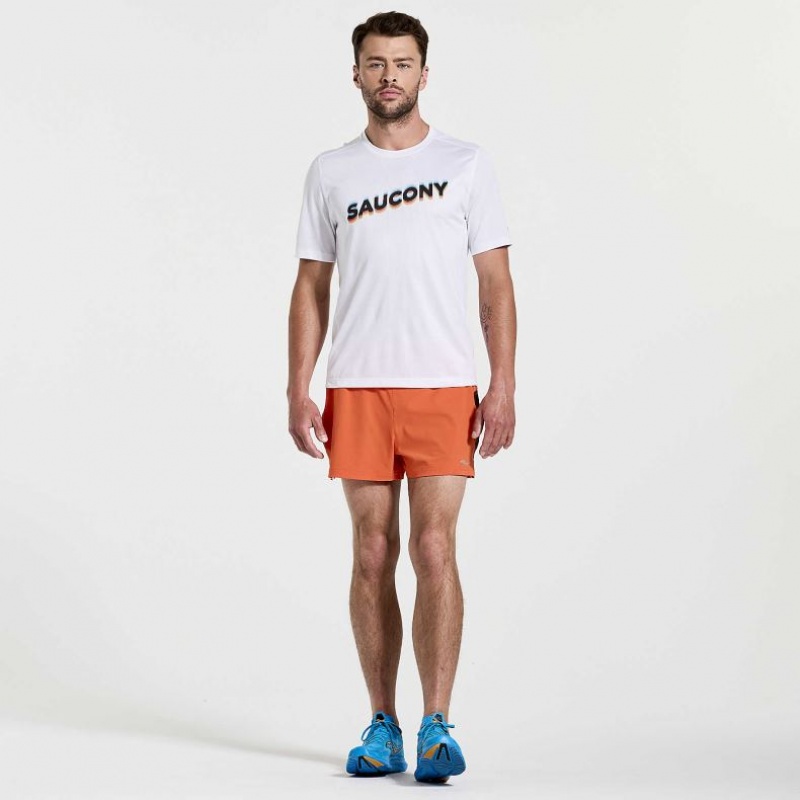 Saucony Stopwatch Graphic Short Sleeve Men's T-Shirt White | NZ MNCGV