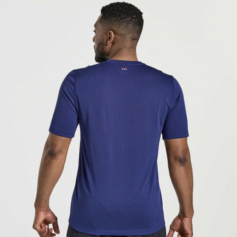 Saucony Stopwatch Graphic Short Sleeve Men's T-Shirt Navy | NZ BRGUI