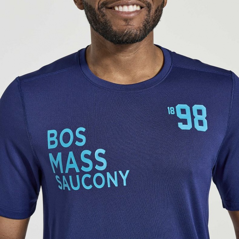 Saucony Stopwatch Graphic Short Sleeve Men's T-Shirt Navy | NZ BRGUI