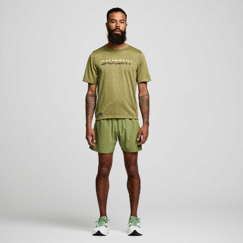 Saucony Stopwatch Graphic Short Sleeve Men's T-Shirt Olive | NEW ZEALAND CPMVY