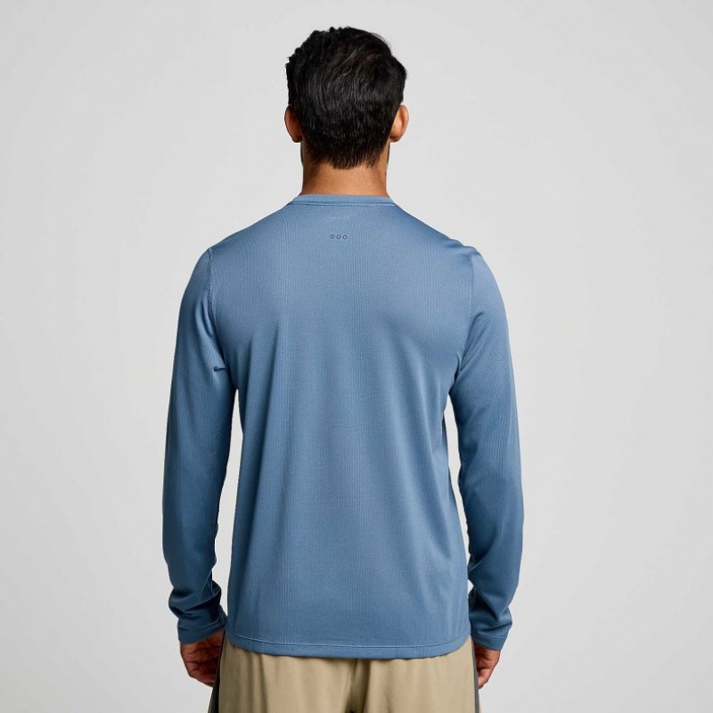 Saucony Stopwatch Long Sleeve Men's T-Shirt Blue | NEW ZEALAND HGTDV