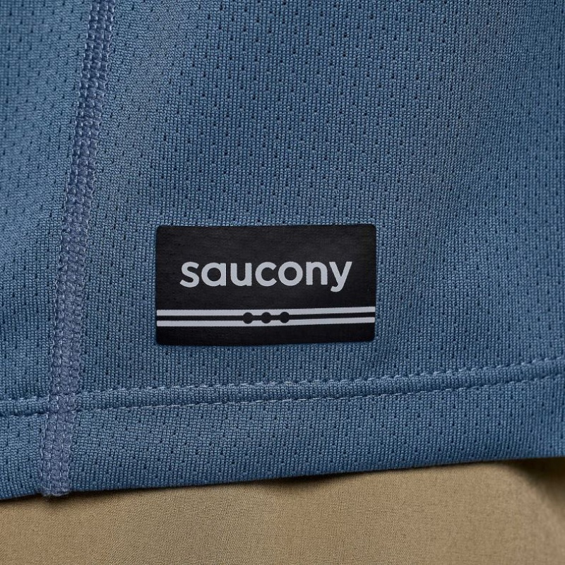 Saucony Stopwatch Long Sleeve Men's T-Shirt Blue | NEW ZEALAND HGTDV