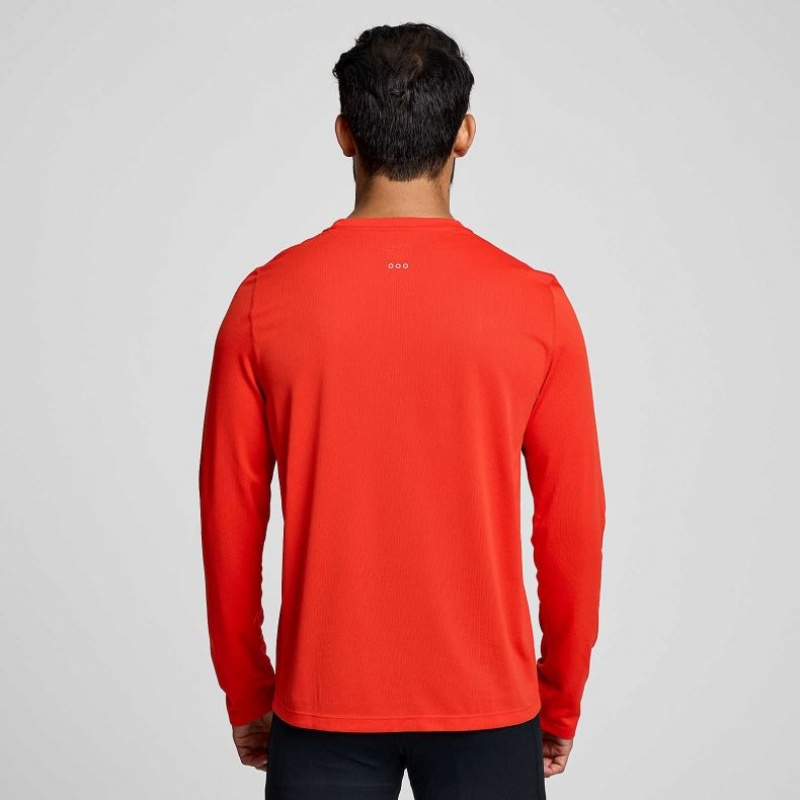 Saucony Stopwatch Long Sleeve Men's T-Shirt Red | NZ ZQXVK