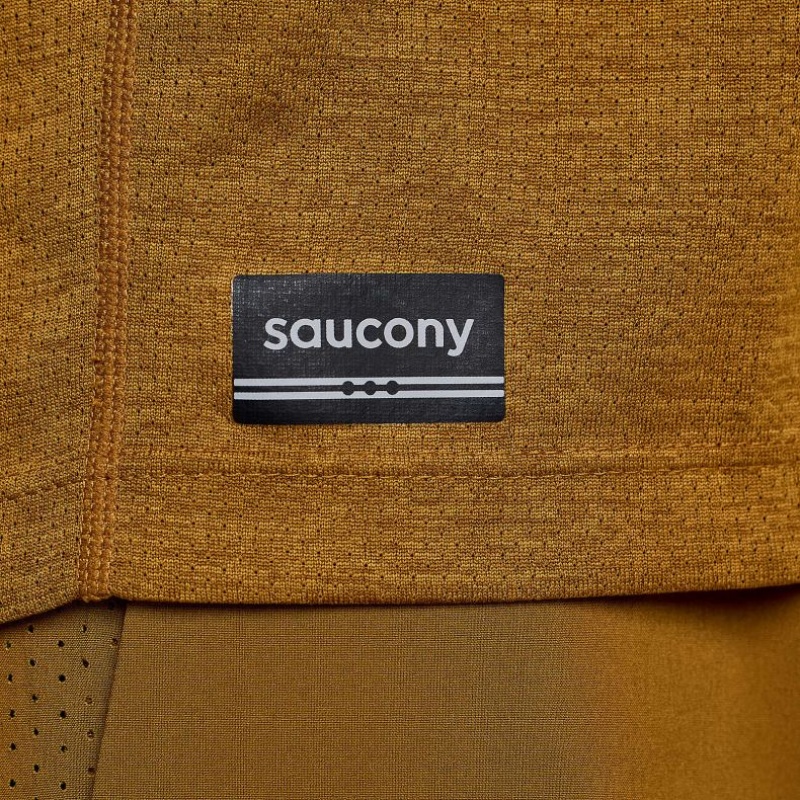 Saucony Stopwatch Long Sleeve Men's T-Shirt Brown | NZ TDJGR