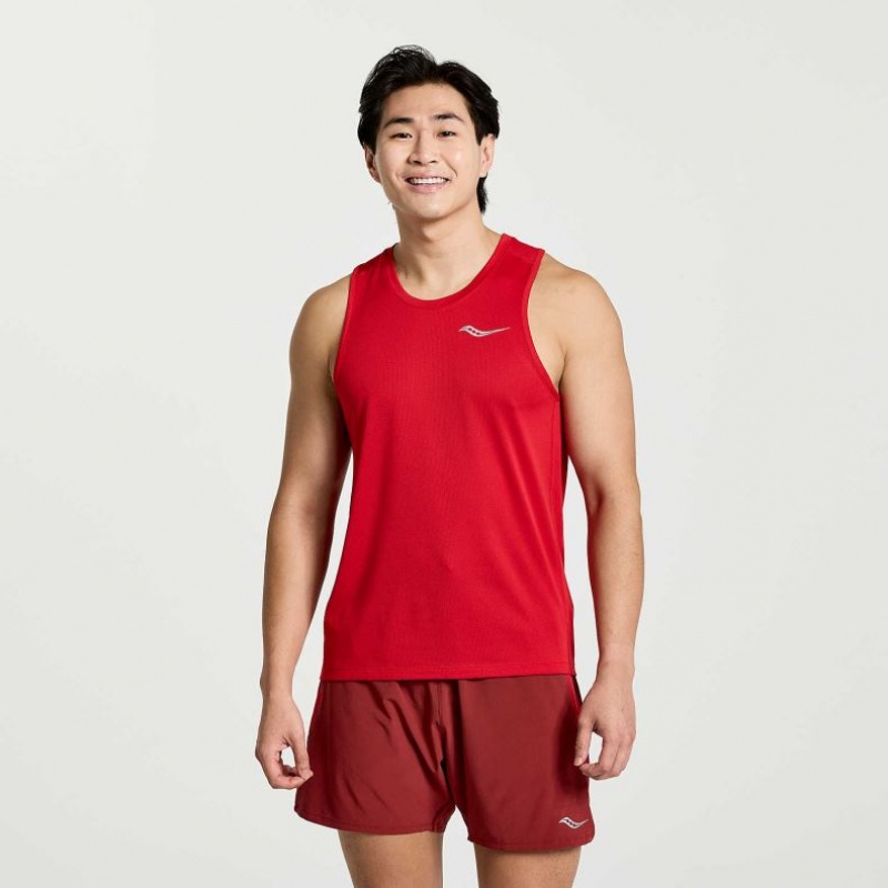 Saucony Stopwatch Men\'s Singlet Red | NZ OCUXP