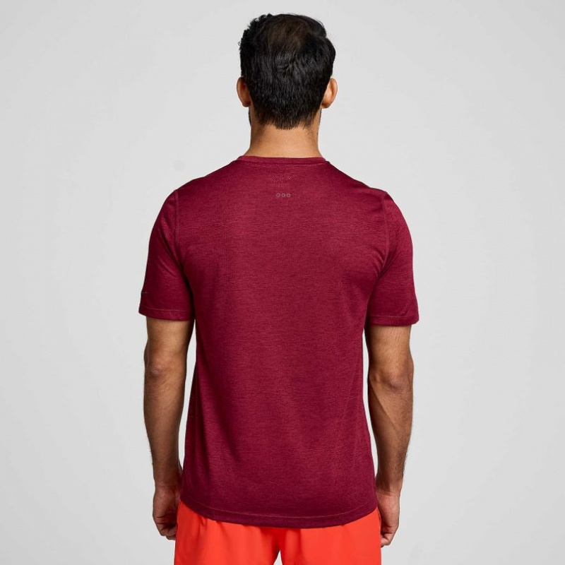 Saucony Stopwatch Short Sleeve Men's T-Shirt Burgundy | NEW ZEALAND LPTBN