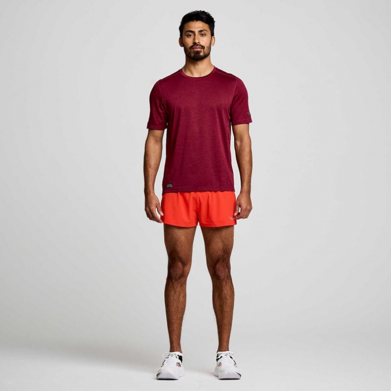 Saucony Stopwatch Short Sleeve Men's T-Shirt Burgundy | NEW ZEALAND LPTBN