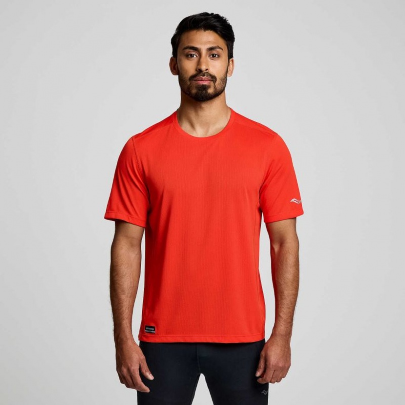 Saucony Stopwatch Short Sleeve Men\'s T-Shirt Orange | NEW ZEALAND MDIZX