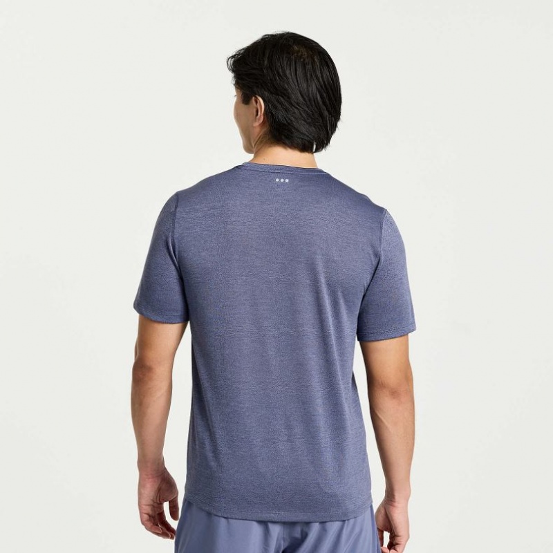 Saucony Stopwatch Short Sleeve Men's T-Shirt Blue | NZ DBUTW