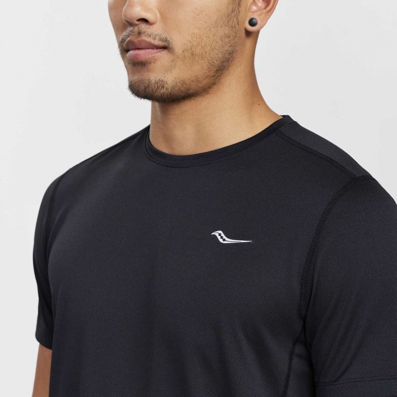 Saucony Stopwatch Short Sleeve Men's T-Shirt Black | NEW ZEALAND MTXKP