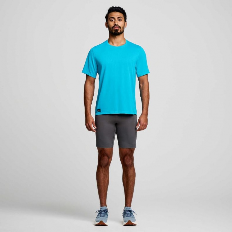 Saucony Stopwatch Short Sleeve Men's T-Shirt Blue | NZ HEYKG