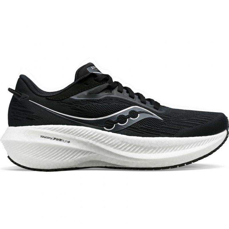 Saucony Triumph 21 Women\'s Wide Running Shoes Black / White | NZ TEYCX