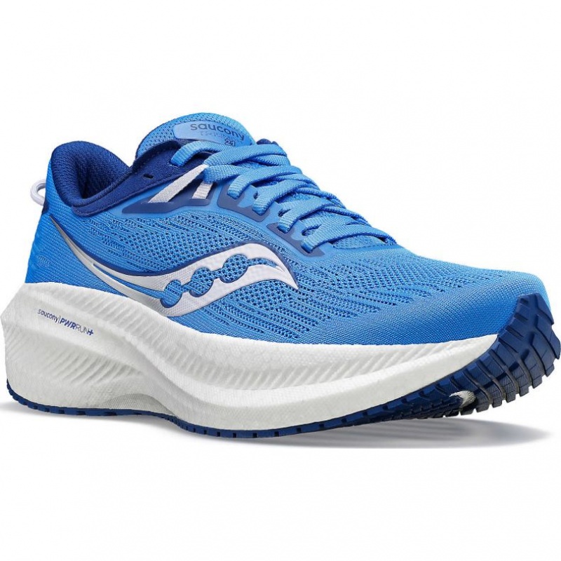 Saucony Triumph 21 Women's Wide Running Shoes Blue | NEW ZEALAND XQMRT