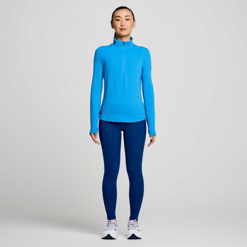 Saucony Triumph 3D 1/2 Zip Women's Sweatshirt Blue | NEW ZEALAND MRVIB