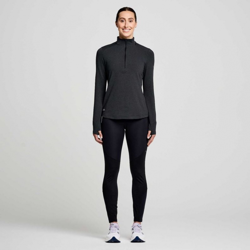 Saucony Triumph 3D 1/2 Zip Women's Sweatshirt Black | NZ DZSUC