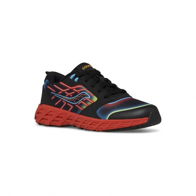 Saucony Wind 2.0 Lace Big Kids' Sneakers Black / Red | NZ SYHGC