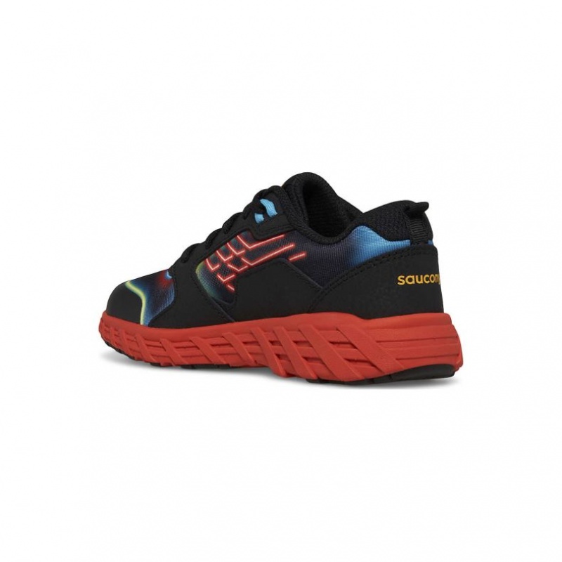 Saucony Wind 2.0 Lace Big Kids' Sneakers Black / Red | NZ SYHGC