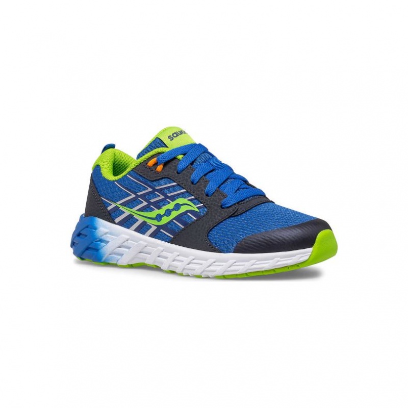 Saucony Wind 2.0 Lace Big Kids' Sneakers Blue / Green | NEW ZEALAND IZJQY